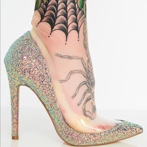 DOLLS KILL MERMAID STAR OF THE SHOW GLITTER PUMPS